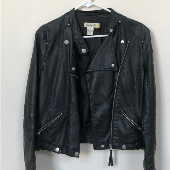 freedom 2be Jackets & Blazers - Soft Black Vegan Faux Leather Bomber Jacket